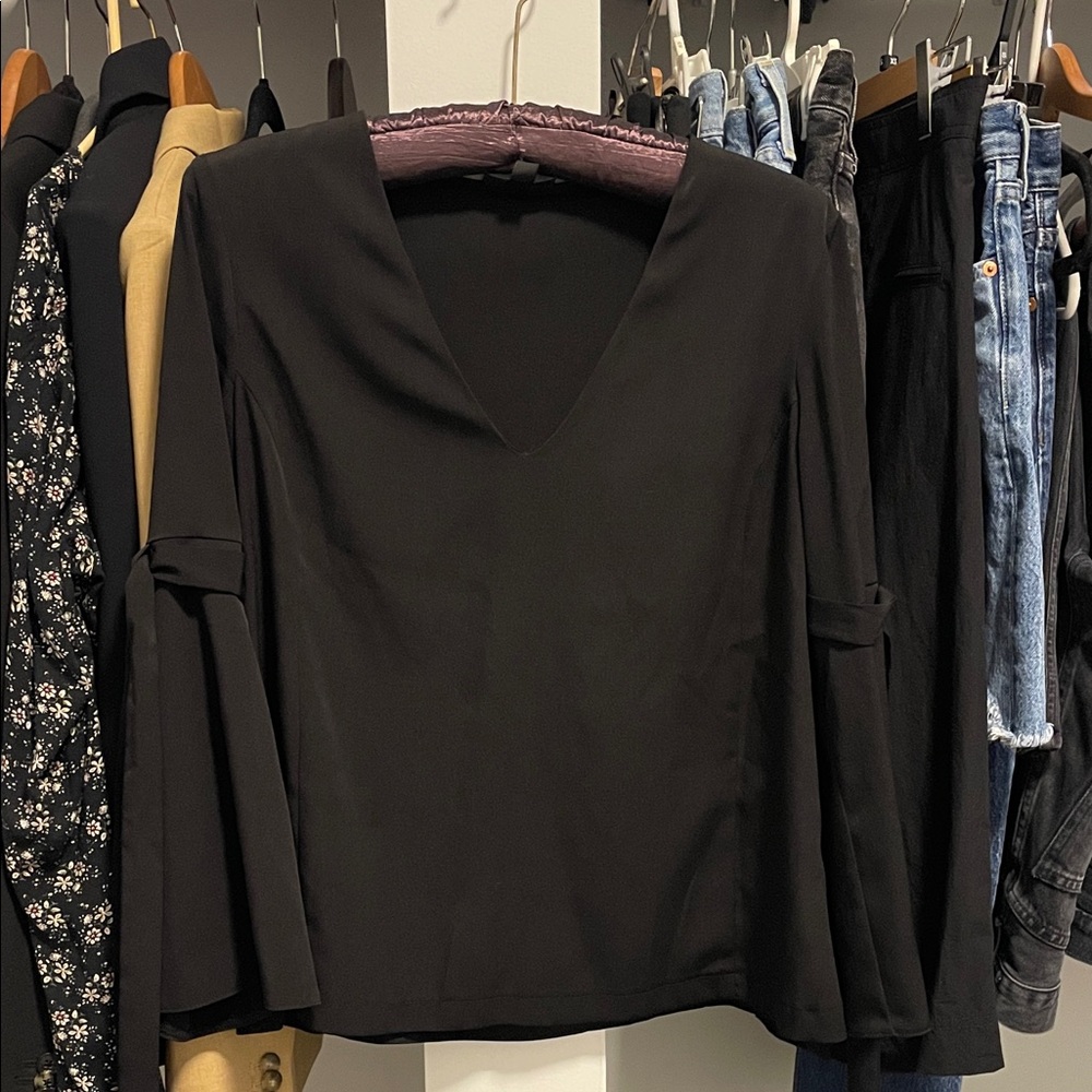 Topshop Black V-Neck Blouse